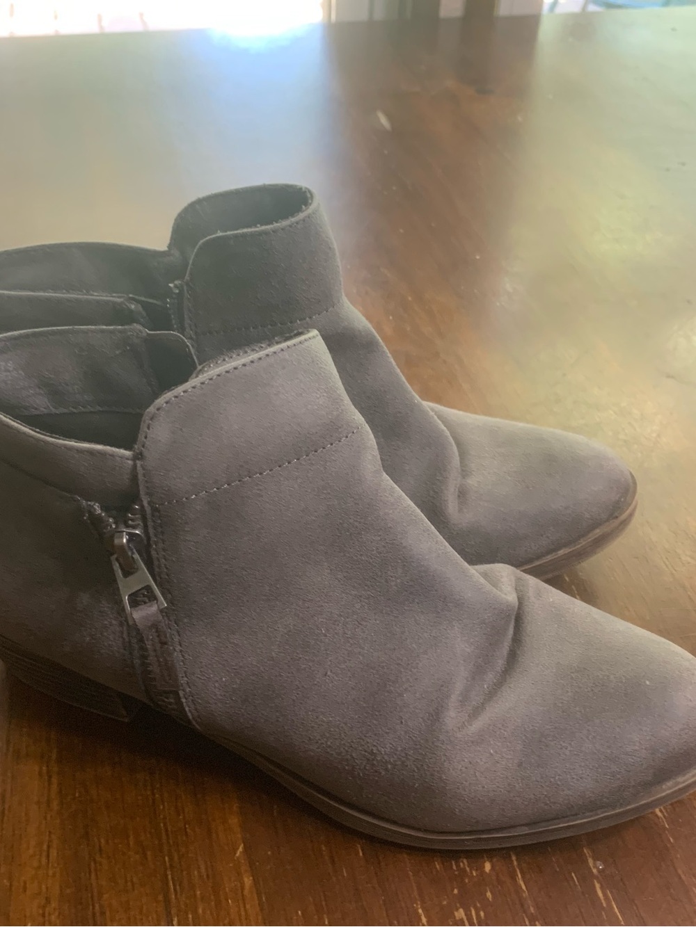 Maurices Gray Suede Ankle Booties with Side Zipper
